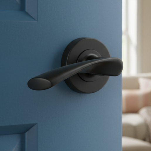Sorrento SC-2042-BLK Treviso Matt Black Lever on Rose Door Handles