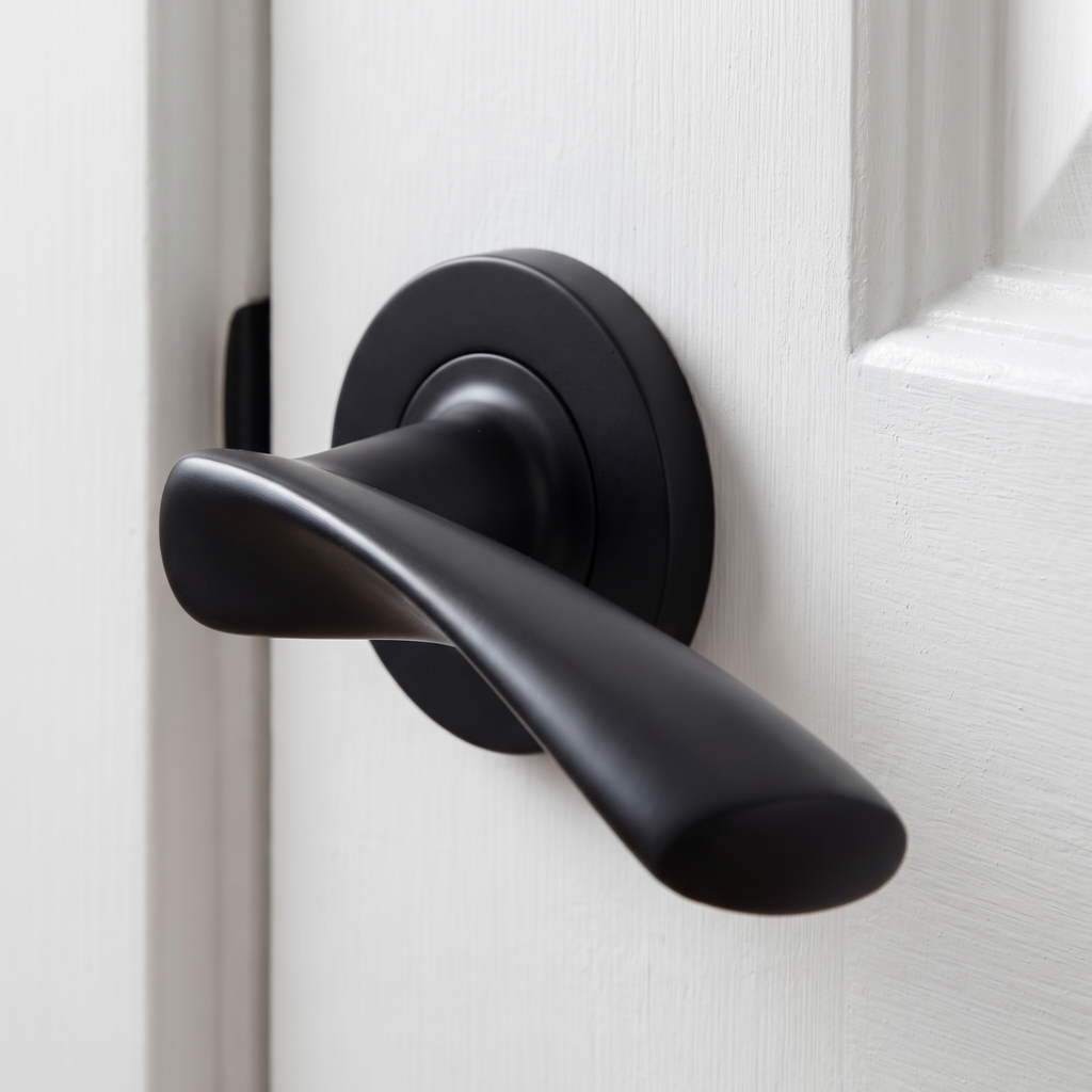 Sorrento SC-2042-BLK Treviso Matt Black Lever on Rose Door Handles