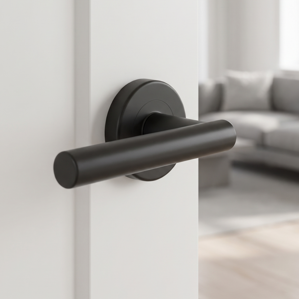 Sorrento SC-3052-BLK Shuttle Matt Black Lever on Rose Door Handles
