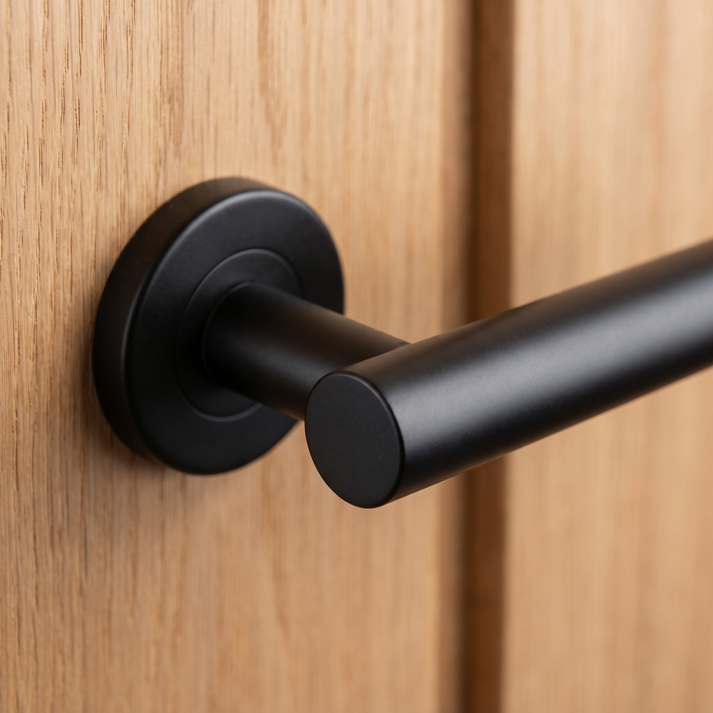Sorrento SC-3052-BLK Shuttle Matt Black Lever on Rose Door Handles
