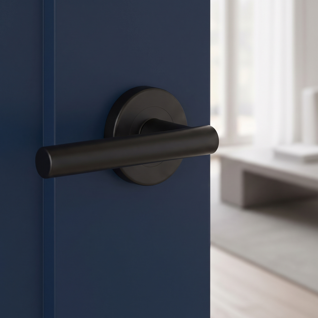 Sorrento SC-3052-BLK Shuttle Matt Black Lever on Rose Door Handles