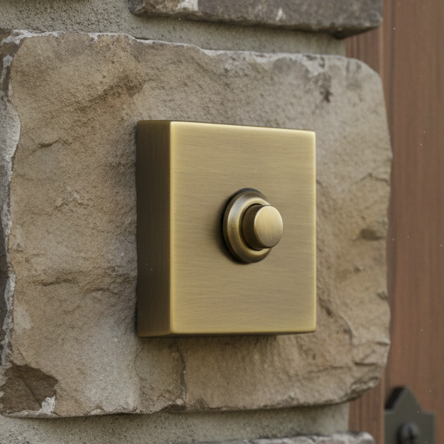 Heritage V1188 Antique Brass Square Bell Push 54mm