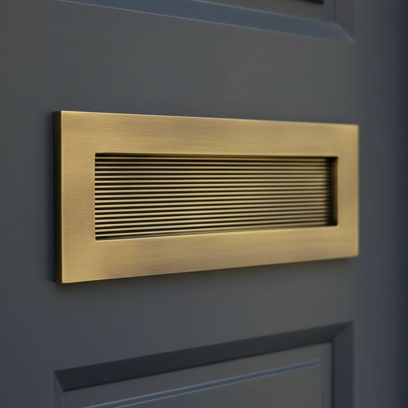 Heritage RR852 Antique Brass Reeded Letter Plate 254x101mm