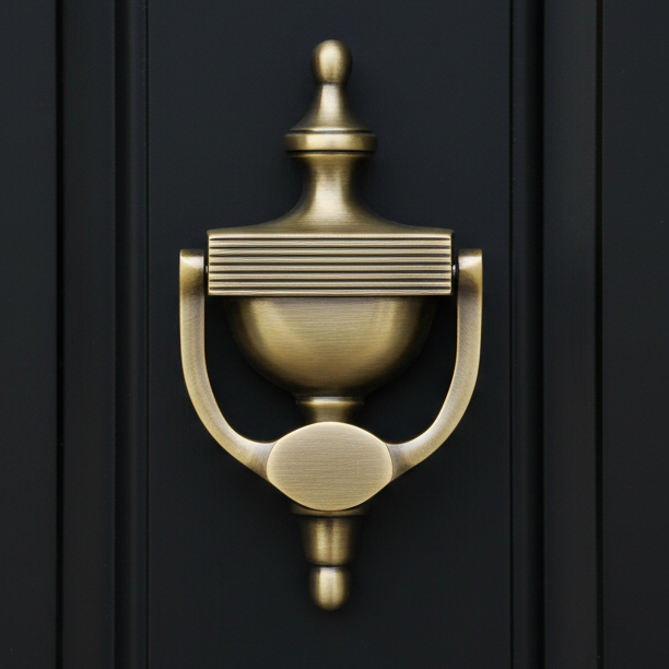 Heritage RR912 Antique Brass Reeded Urn Knocker 195mm