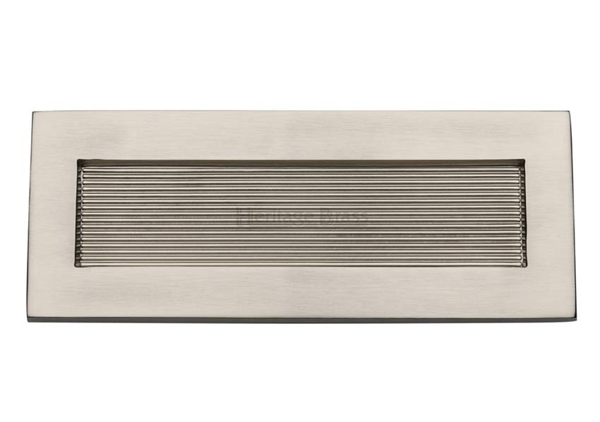 Heritage RR852 Satin Nickel Reeded Letter Plate 254x101mm