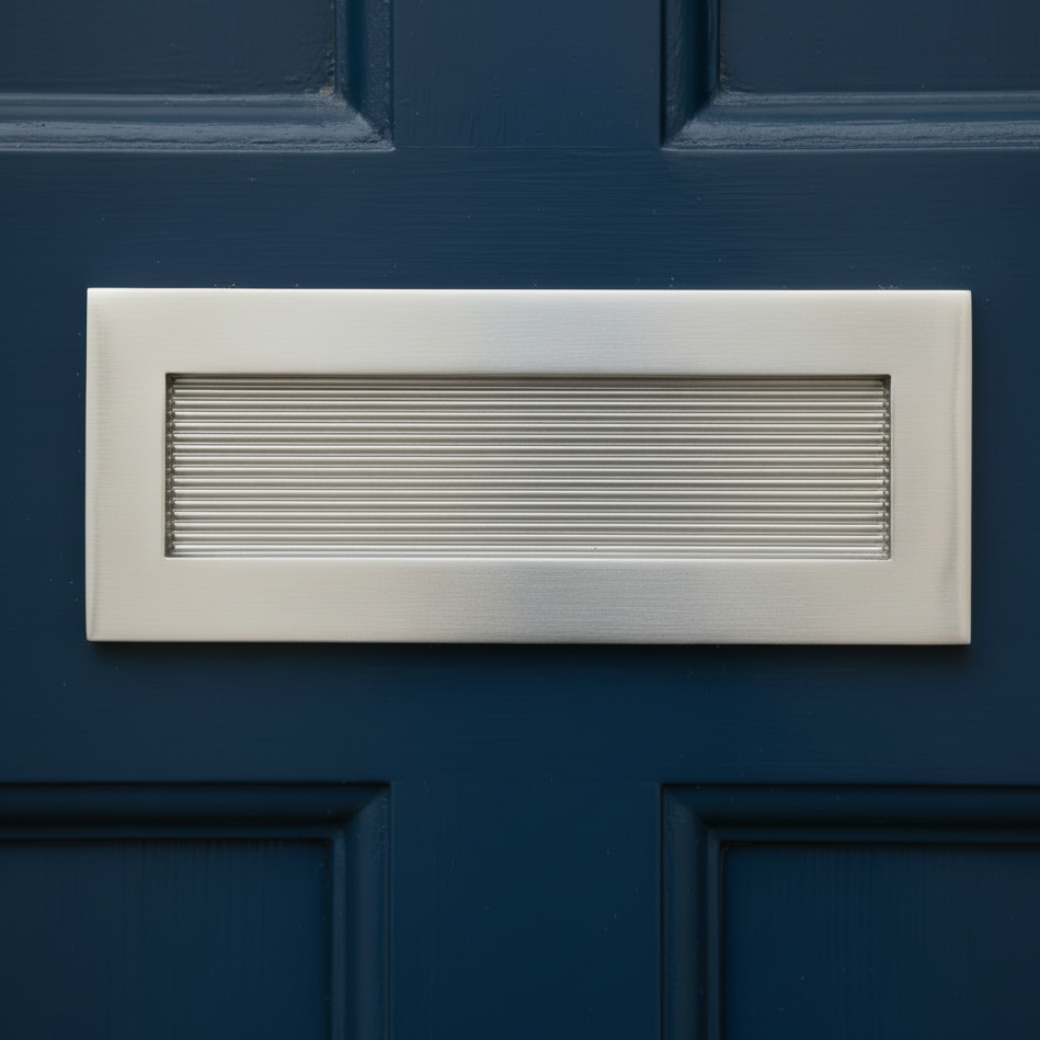 Heritage RR852 Satin Nickel Reeded Letter Plate 254x101mm