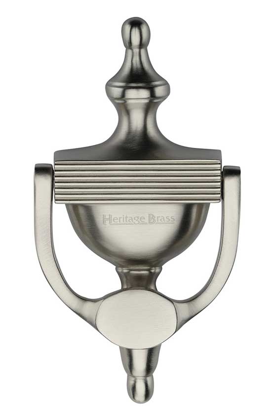Heritage RR912 Satin Nickel Reeded Urn Knocker 195mm