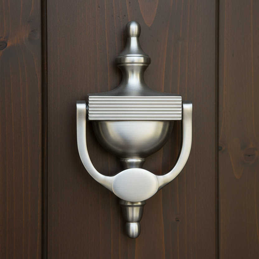 Heritage RR912 Satin Nickel Reeded Urn Knocker 195mm