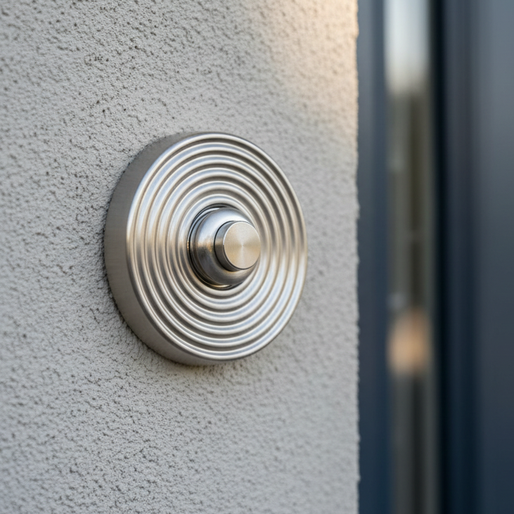 Heritage RR1186 Satin Nickel Reeded Bell Push 53mm