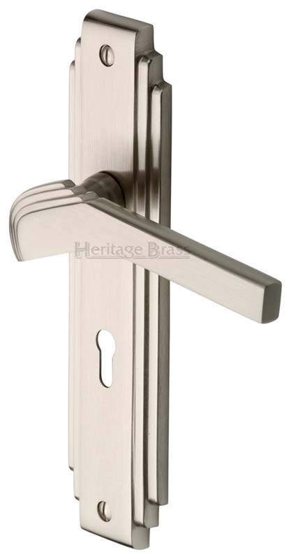 Tiffany Satin Nickel Art Deco Lock Handles