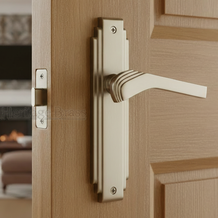 Tiffany Satin Nickel Art Deco Latch Handles
