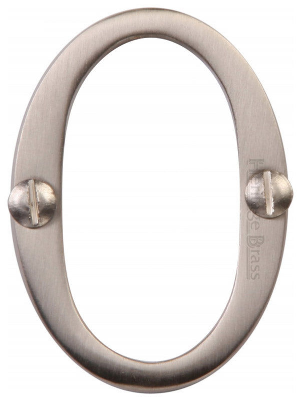 Satin Nickel Screw Fixed Front Door Numbers 0-9 51mm C1567