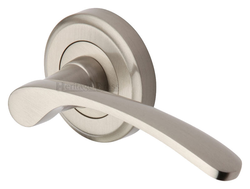 Satin Nickel Sophia Lever On Rose Door Handles