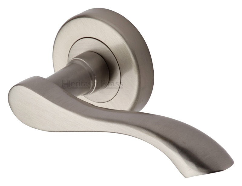 Satin Nickel Algarve Lever On Rose Door Handles