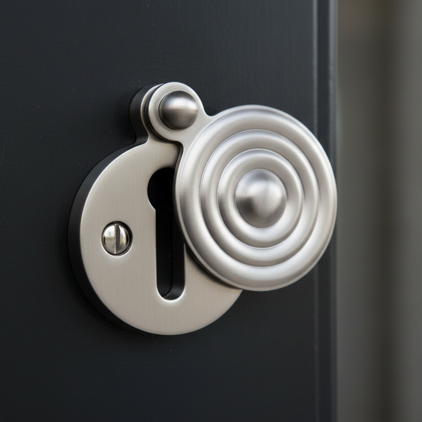 Satin Nickel Reeded Covered Escutcheon 33mm