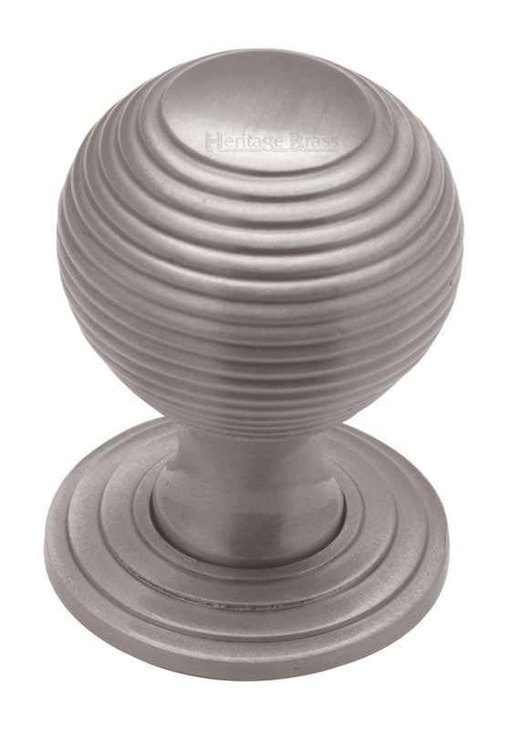Satin Nickel Reeded Cupboard Knob 32mm