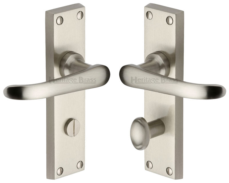 Heritage V730 Satin Nickel Windsor Bathroom Door Handles