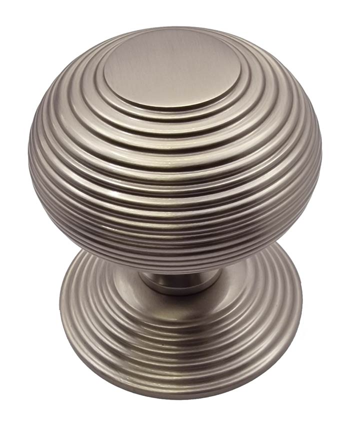 Heritage RR906 Satin Nickel 76mm Reeded Centre Door Knob