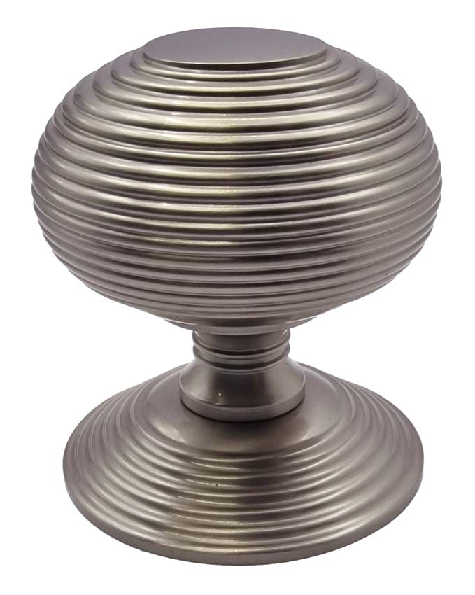 Heritage RR906 Satin Nickel 76mm Reeded Centre Door Knob