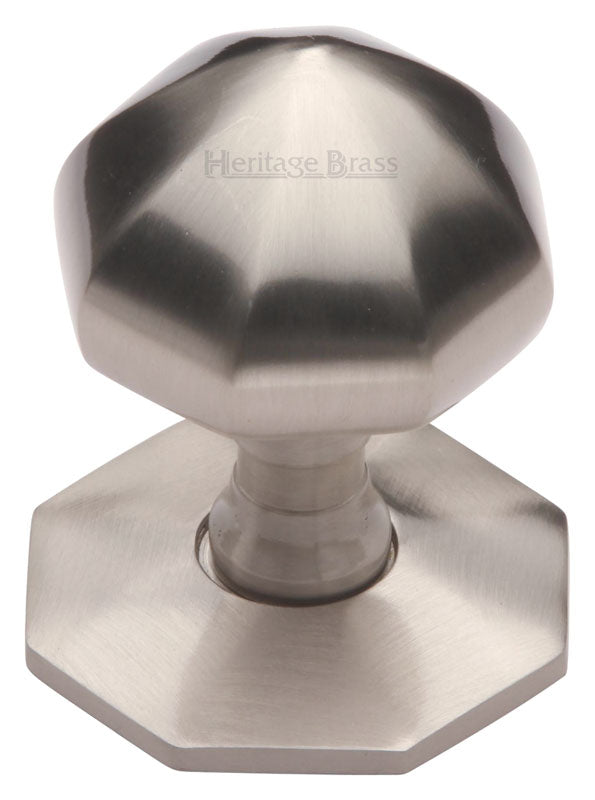 Heritage V880 Satin Nickel Faceted Centre Door Knob 66mm