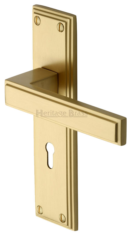 Heritage ATL5700 Satin Brass Atlantis Lock Door Handles
