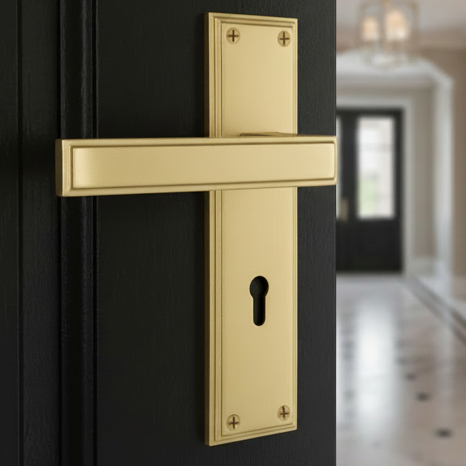 Heritage ATL5700 Satin Brass Atlantis Lock Door Handles