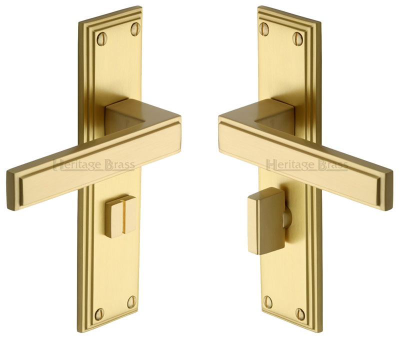 Heritage ATL5730 Satin Brass Atlantis Bathroom Door Handles