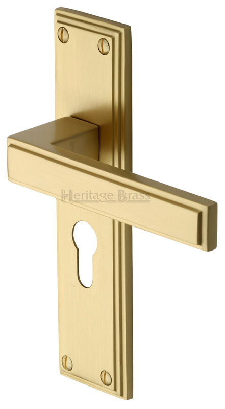 Heritage ATL5748 Satin Brass Atlantis Euro Door Handles