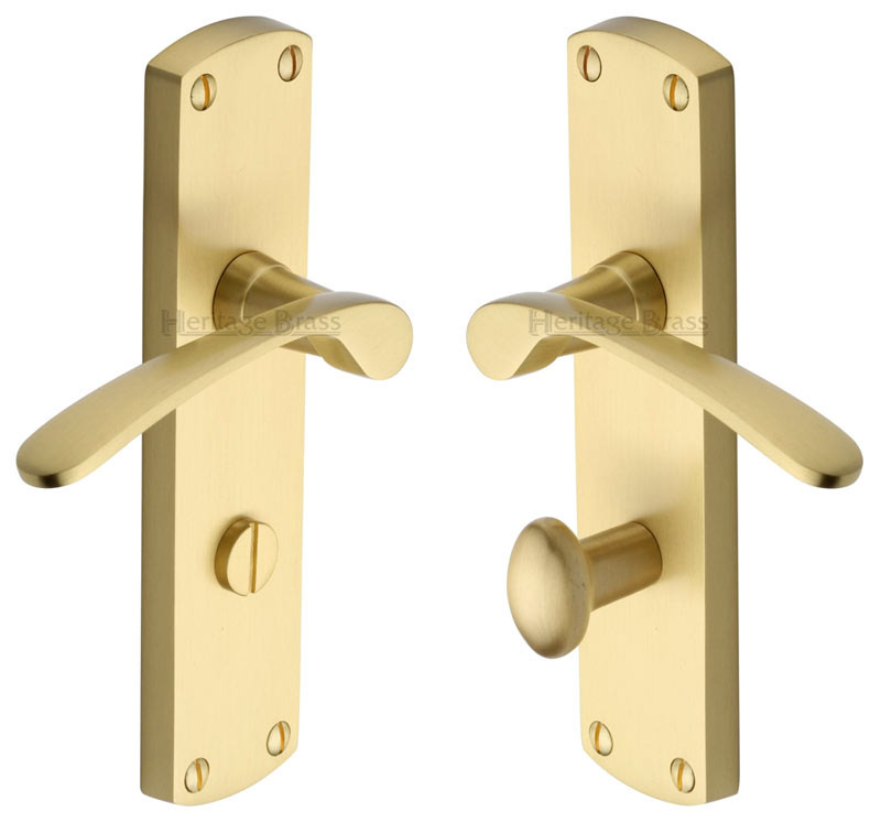 Heritage DIP7830 Satin Brass Diplomat Bathroom Door Handles