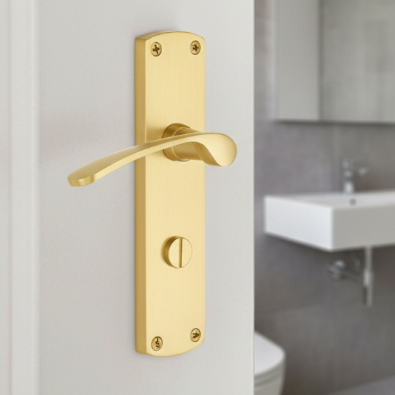 Heritage DIP7830 Satin Brass Diplomat Bathroom Door Handles