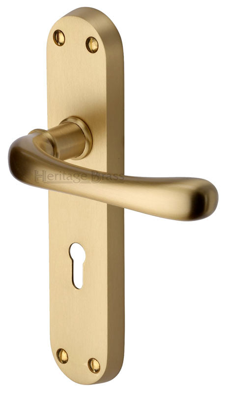 Heritage LUN5300 Satin Brass Luna Lock Door Handles