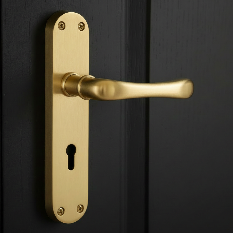 Heritage LUN5300 Satin Brass Luna Lock Door Handles