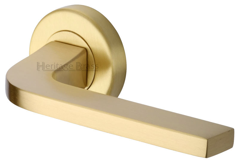 Heritage V2015 Satin Brass Bellagio Lever on Rose Handles