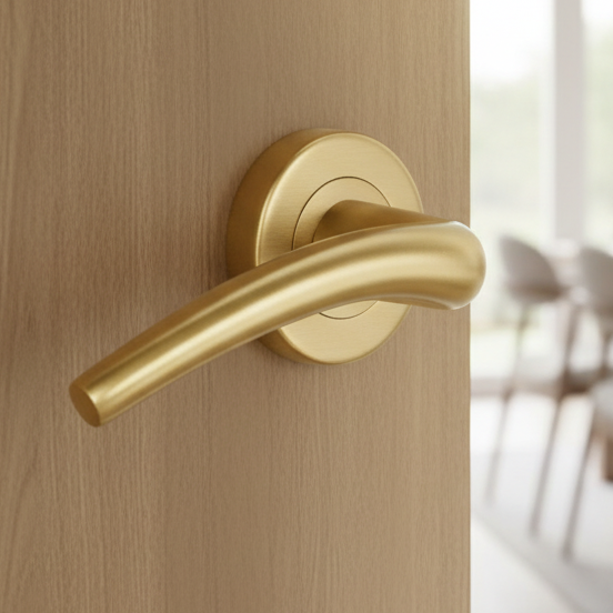 Heritage V1121 Satin Brass Wing Lever on Rose Handles