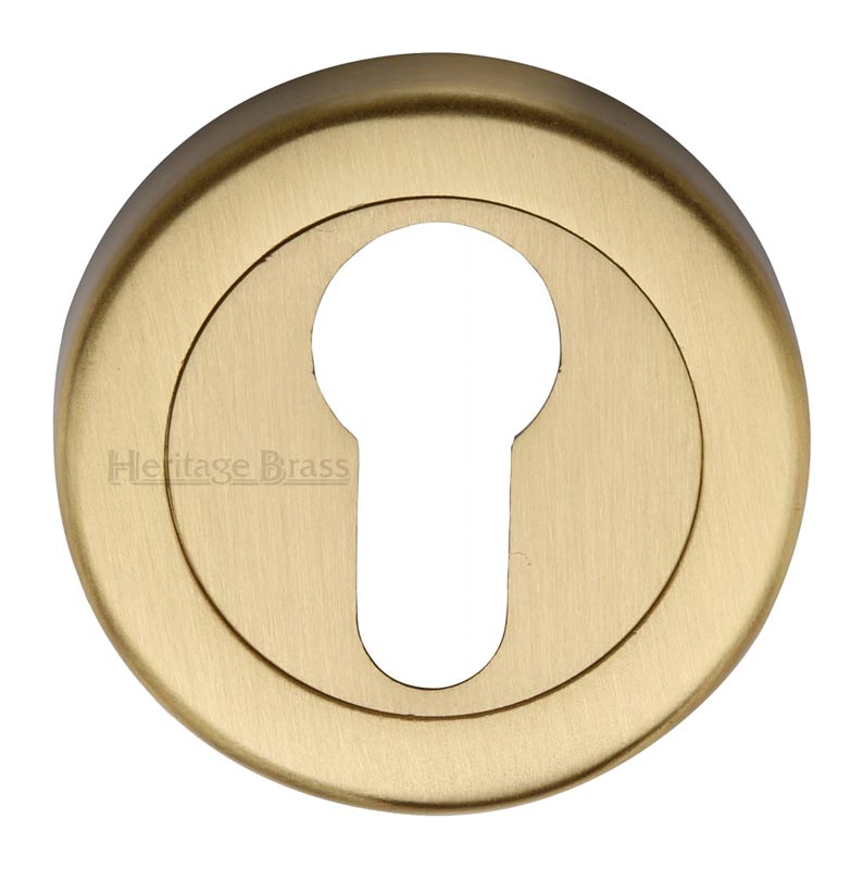Heritage V4020 Satin Brass Euro Cylinder Escutcheon 53mm