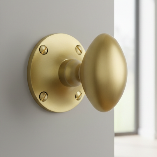 Heritage MAY960 Satin Brass Mayfair Oval Door Knobs