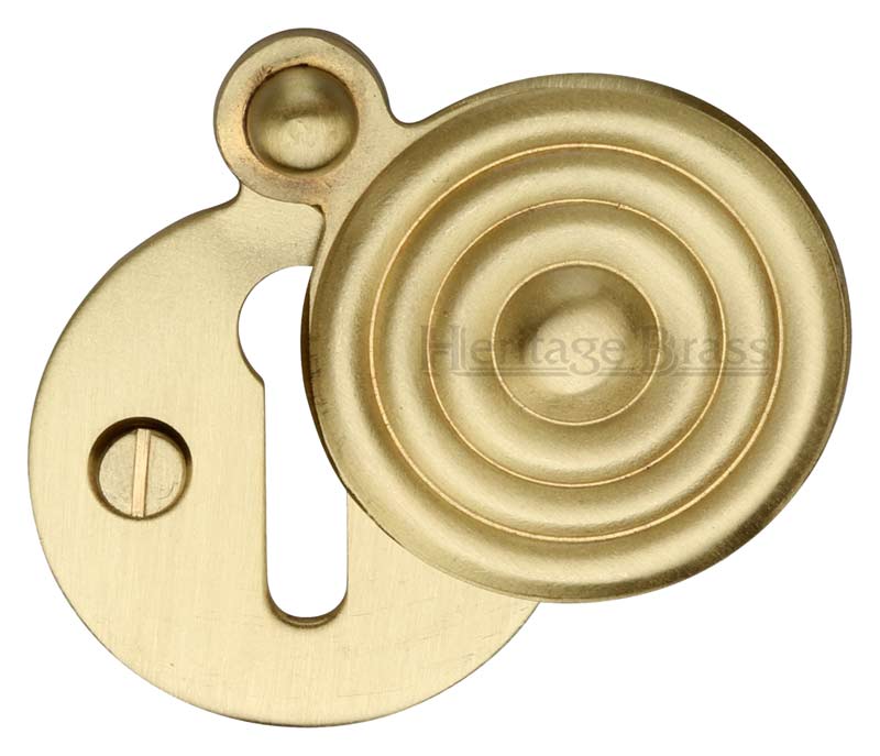 Heritage V972 Satin Brass Reeded Covered Escutcheon