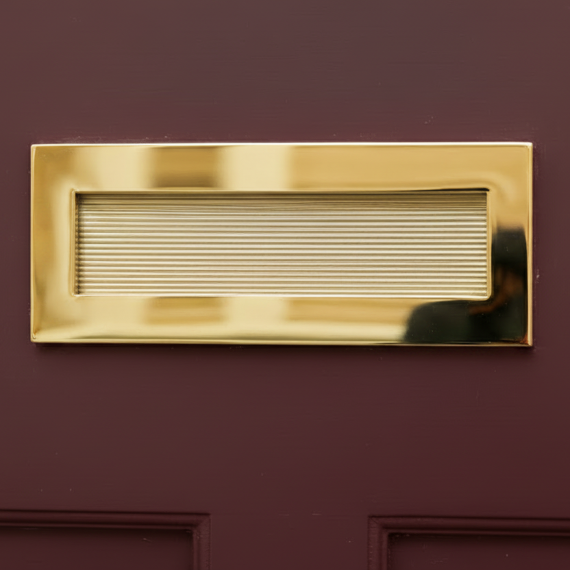 Heritage RR852 Polished Brass Reeded Letter Plate 254x101mm