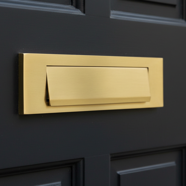 Heritage V842 Satin Brass Gravity Flap Letterbox 280x80mm