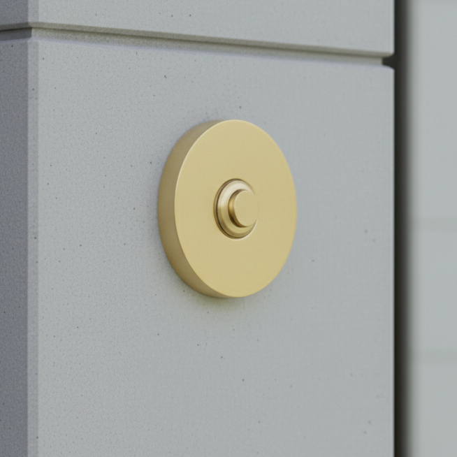 Heritage V1184 Satin Brass Round Bell Push 53mm