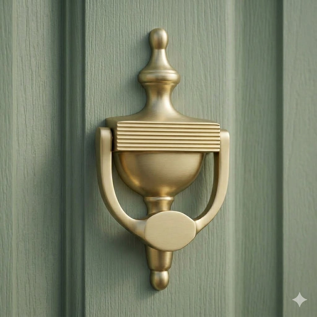 Heritage RR912 Satin Brass Reeded Urn Knocker 195mm