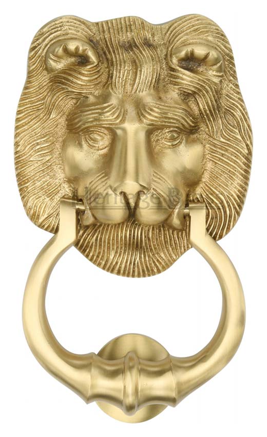 Heritage K1210 Satin Brass Large Lion Knocker