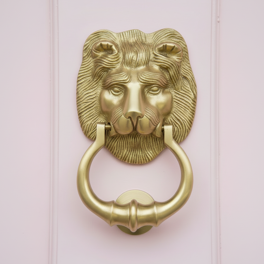Heritage K1210 Satin Brass Large Lion Knocker