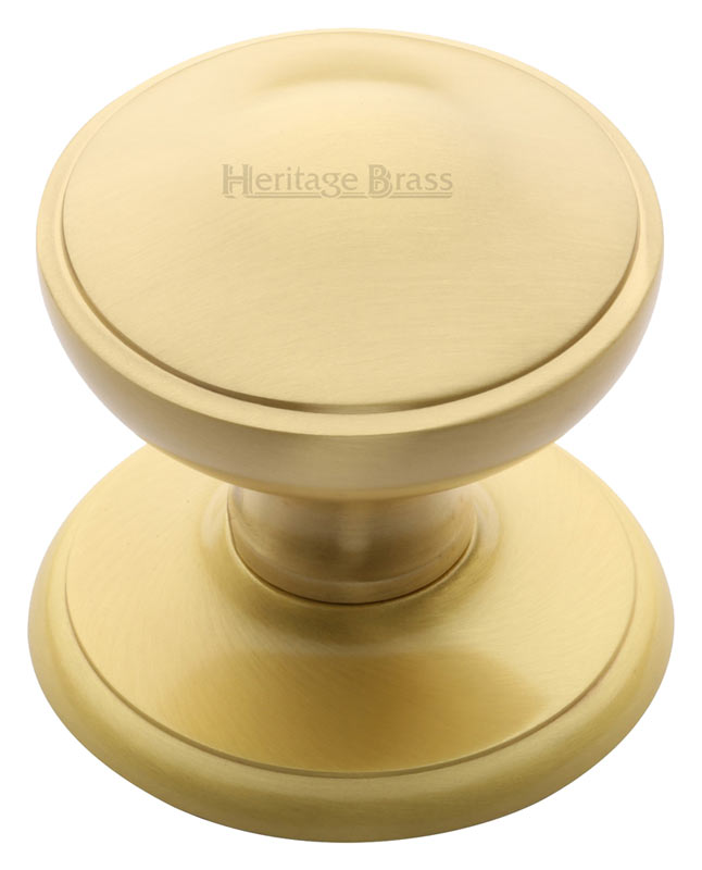 Heritage V900 Satin Brass Stepped Edge Centre Door Knob 77mm