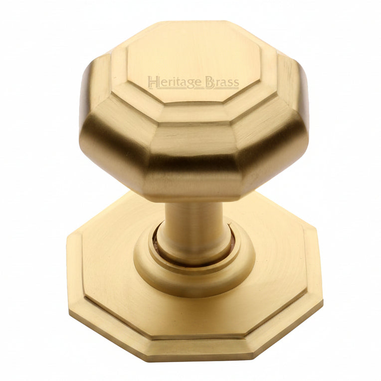 Heritage V890 Satin Brass Octagonal Centre Door Knob 82mm