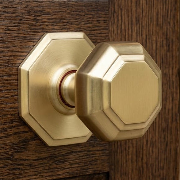 Heritage V890 Satin Brass Octagonal Centre Door Knob 82mm