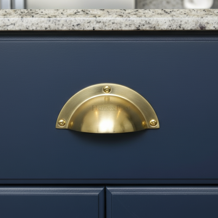 Heritage C1700 Satin Brass Hooded Drawer Pull 97mm