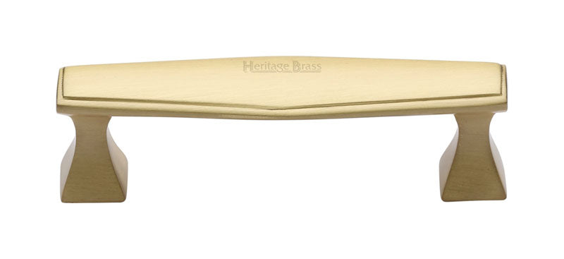 Heritage C0334 Satin Brass Art Deco Cabinet Handle 96mm