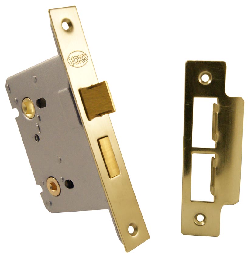 York Bathroom Mortice Lock 3in (78mm) Satin Brass