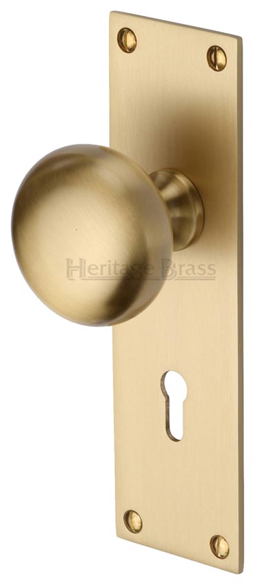 Heritage BAL8500 Balmoral Satin Brass Knob on Lock Plate